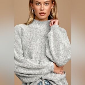 Lulus Cozy Perfection Grey Dolman Sleeve Sweater Top (S)